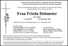 Traueranzeige Frieda Dobmeier