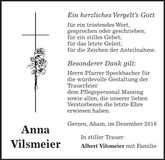 Traueranzeige Anna Vilsmeier