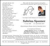 Traueranzeige Sabrina Spanner