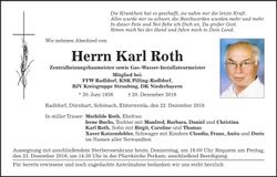 Traueranzeige Karl Roth