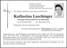Traueranzeige Katharina Laschinger