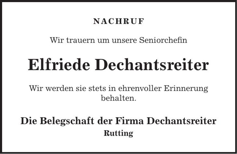 Traueranzeige Elfriede Dechantsreiter