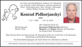 Traueranzeige Konrad Pidhorjanskyi