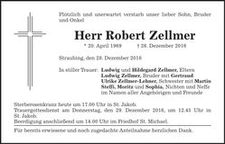 Traueranzeige Robert Zellmer