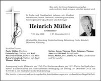 Traueranzeige Heinrich Müller