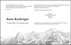Traueranzeige Arno Kasberger