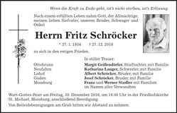 Traueranzeige Fritz Schröcker