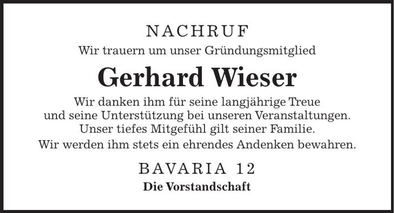 Traueranzeige Gerhard Wieser