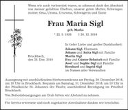 Traueranzeige Maria Sigl