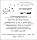 Traueranzeige Gerhard Wieser