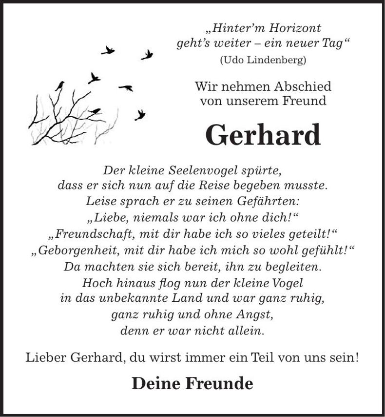 Traueranzeige Gerhard Wieser