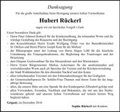 Traueranzeige Hubert Rückerl