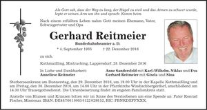 Traueranzeige Gerhard Reitmeier