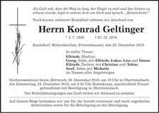 Traueranzeige Konrad Geltinger