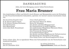 Traueranzeige Maria Brunner