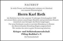 Traueranzeige Karl Roth