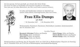 Traueranzeige Ella Dumps