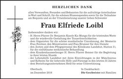 Traueranzeige Elfriede Loibl