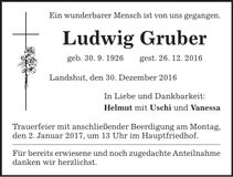 Traueranzeige Ludwig Gruber