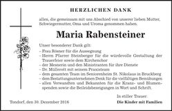 Traueranzeige Maria Rabensteiner