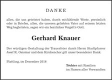 Traueranzeige Gerhard Knauer