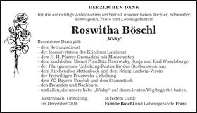 Traueranzeige Roswitha Böschl