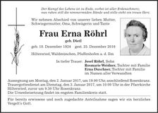 Traueranzeige Erna Röhrl