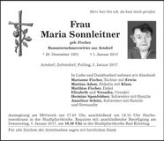 Traueranzeige Maria Sonnleitner