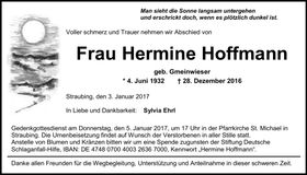 Traueranzeige Hermine Hoffmann