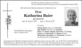 Traueranzeige Katharina Baier