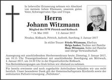 Traueranzeige Johann Witzmann
