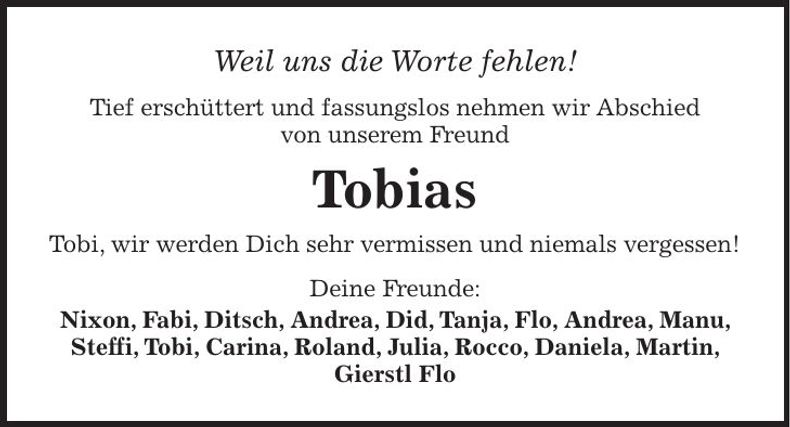 Traueranzeige Tobias Treml