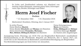 Traueranzeige Josef Fischer