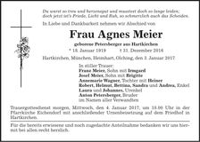 Traueranzeige Agnes Meier