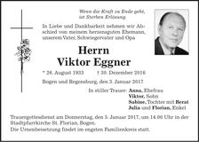 Traueranzeige Viktor Eggner