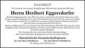 Traueranzeige Heribert Eggersdorfer