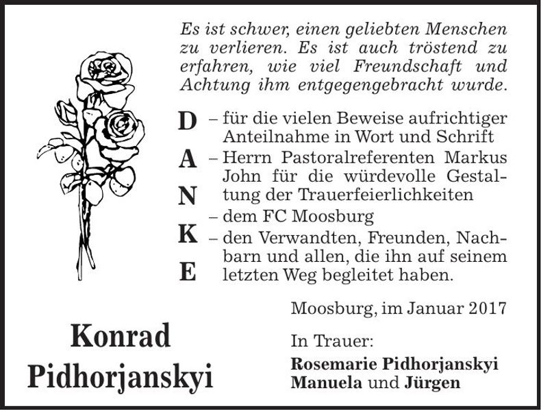 Traueranzeige Konrad Pidhorjanskyi