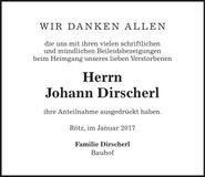 Traueranzeige Johann Dirscherl