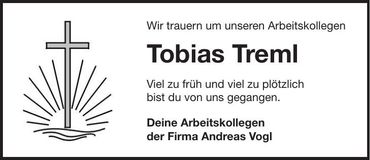 Traueranzeige Tobias Treml