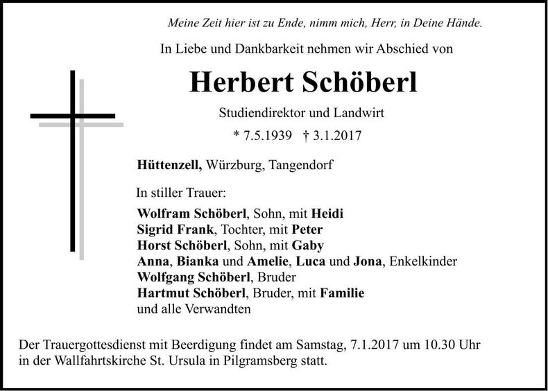 Traueranzeige Herbert Schöberl
