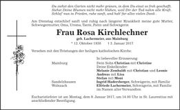 Traueranzeige Rosa Kirchlechner