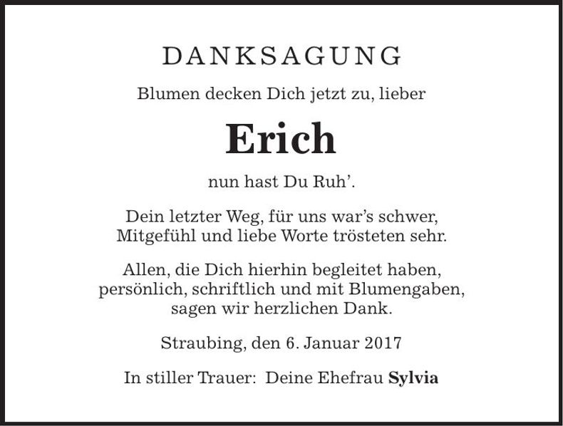 Traueranzeige Erich Mirwald