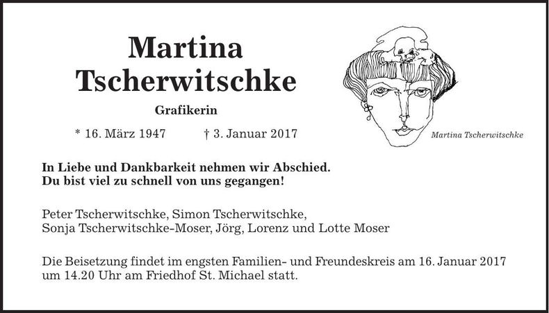 Traueranzeige Martina Tscherwitschke