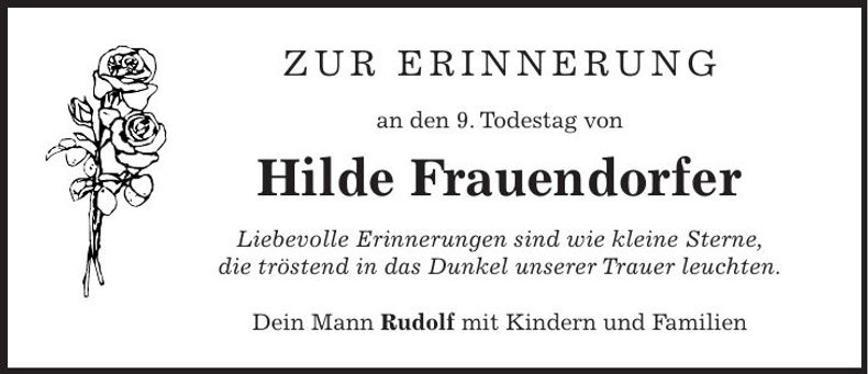 Traueranzeige Hilde Frauendorfer