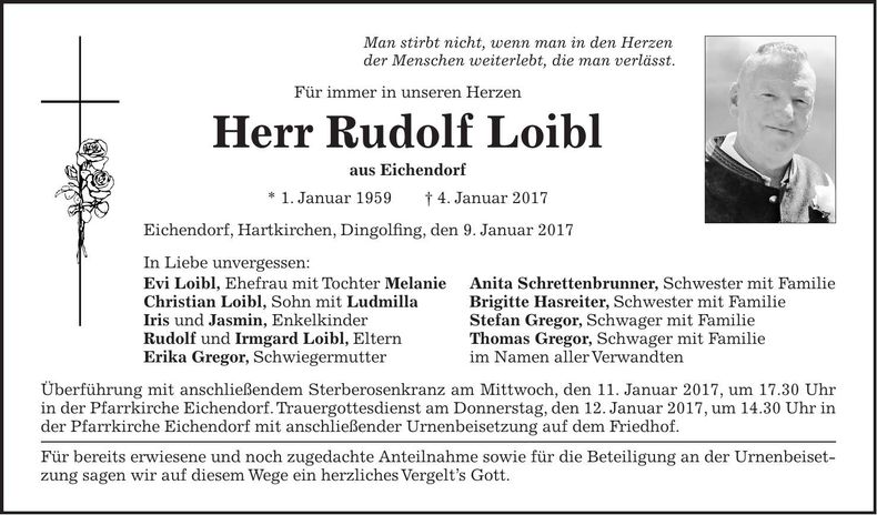 Traueranzeige Rudolf Loibl