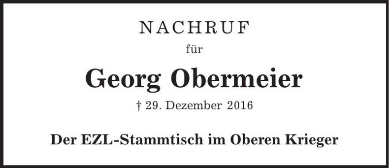 Traueranzeige Georg Obermeier
