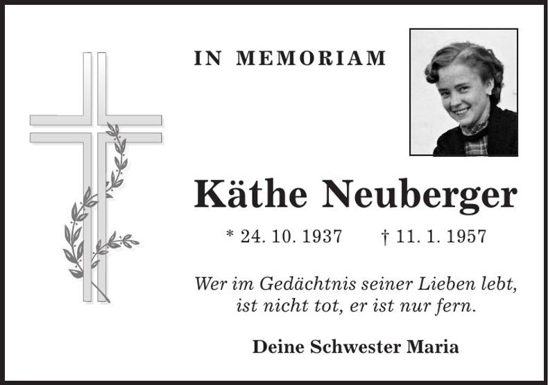 Traueranzeige Käthe Neuberger