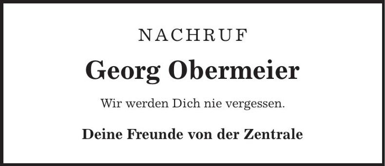 Traueranzeige Georg Obermeier