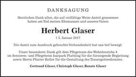 Traueranzeige Herbert Glaser