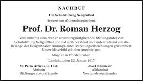 Traueranzeige Roman Herzog